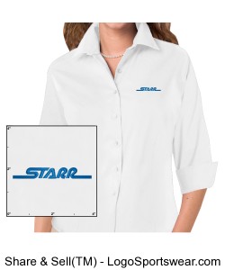 Logo Ladies 3/4 Sleeve Button Down Shirt - White Design Zoom